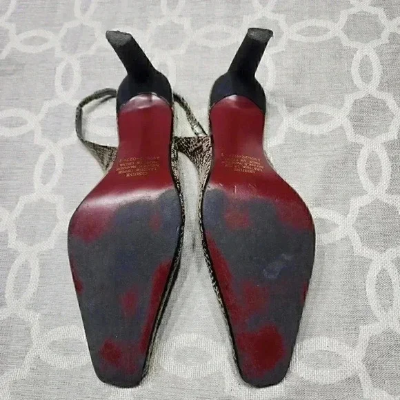 Colin Stuart Leather Snake Printed Sling Back Heels Size 7 - Picture 8 of 9